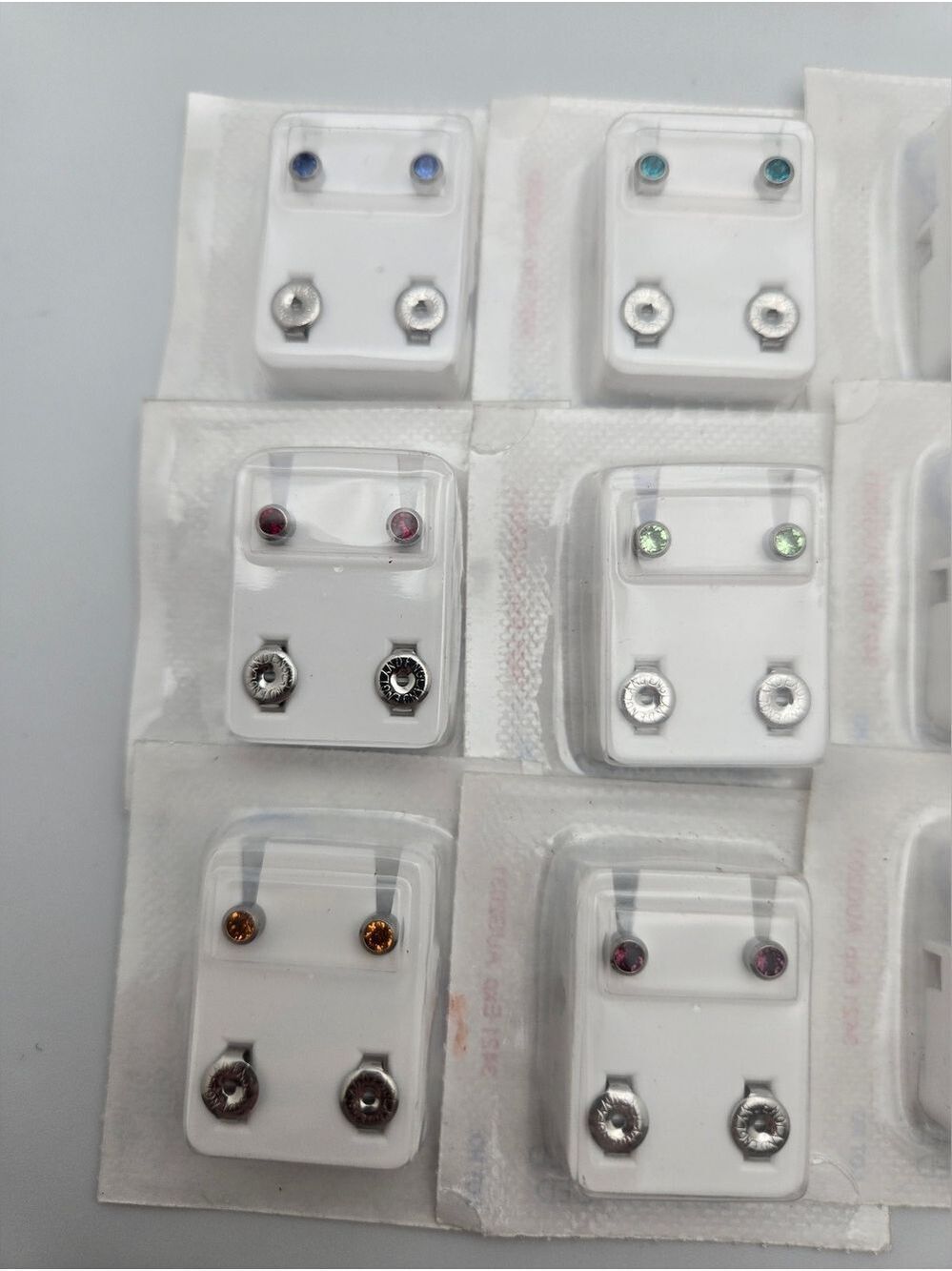 Steel Piercing Studs 9 Sets Sterilized Sealed Exp 2031 Caflon Surgical